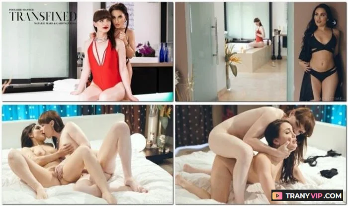 Natalie Mars and Gabi Paltrova - Poolside Shemale on Female - Trans Porn Video on TranyVIP