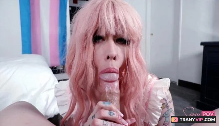 Harlee Chanel Tattooed Sissy Maid Blowjob - SissyPOV 4K download on TranyVIP