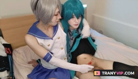 may 1s and stray3981 - Shimakaze x Miku Cosplay Trans - Trans Porn Video on TranyVIP