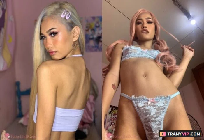 BabyDollGem - Asian Shemale Lingerie Sex Toy Solo Clips - related trans video on TranyVIP