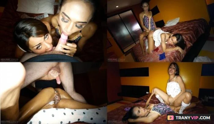 Lanta and Creamy - Asian Shemale Bareback Duo LadyboyGold - Trans Porn Video on TranyVIP